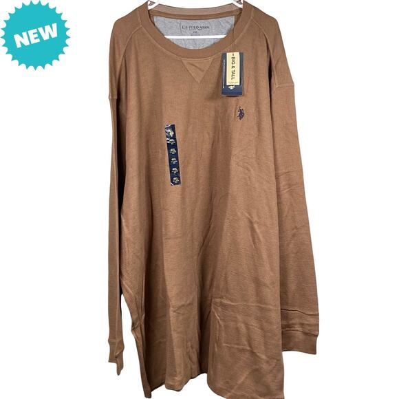 US Polo Assn. Other - US Polo Assn Thermal Shirt Men's 4XL Logo Waffle Knit Crew Neck Brown New
